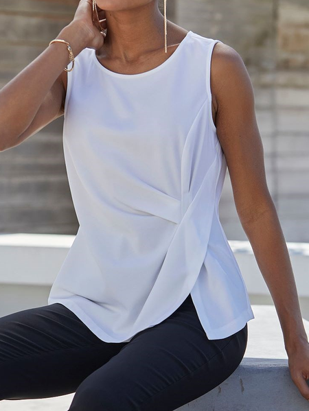 

Plain Loose Casual Tank Top, White, Tanks & Camis