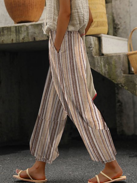 

Casual Striped Long Pant, Yellow, Pants