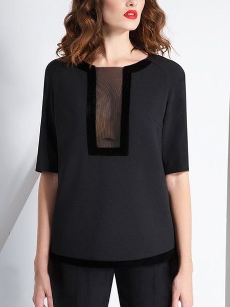 

Plain Regular Fit Urban Crew Neck Half Sleeve Shirt, Black, Blouses and Shirts