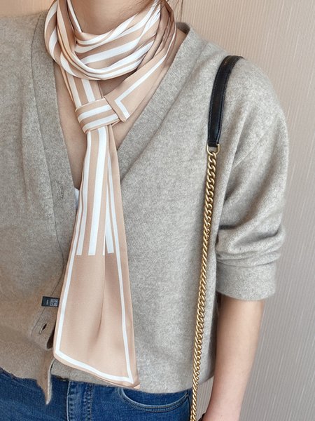 

1pc Striped Neck Scarf For Daily Decoration, Khaki, Scarves