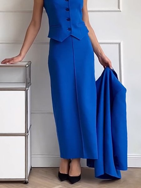 

Plain Urban Regular Fit Skirt, Blue, Skirts