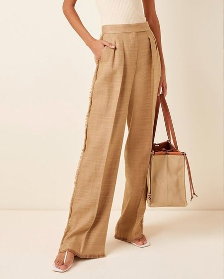 

Plain Zipper Regular Fit Casual Pants, Deep khaki, Pants