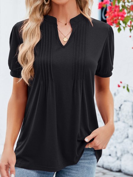 

Women's Short Sleeve Tee/T-shirt Summer Plain V Neck Daily Going Out Casual Top Black, T-Shirts