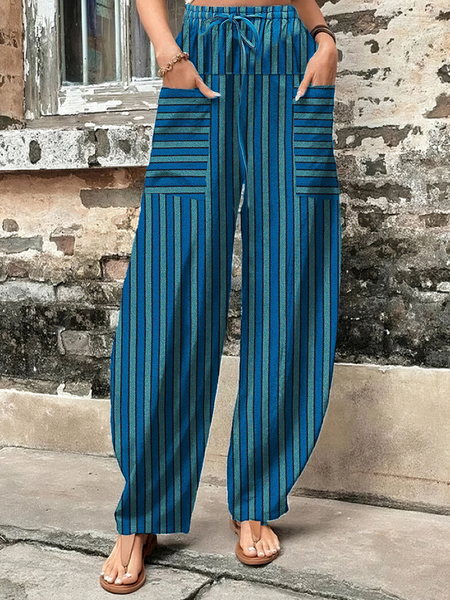 

Casual Striped Long Pant, Blue, Pants