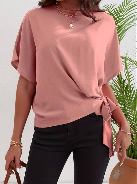 

Casual Loose Batwing Sleeve Crew Neck Shirt, Pink, Shirts & Blouses