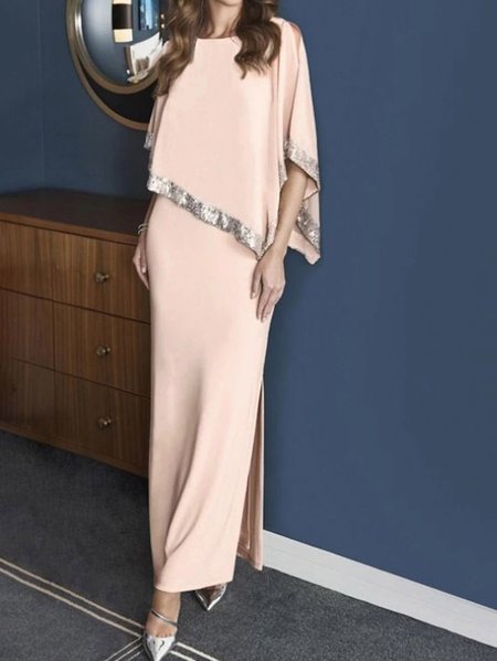 

Cotton-Blend Elegant Regular Fit Two-Piece Set, Pink, Suit Set