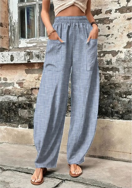 

Casual Striped Long Pant, Blue, Pants