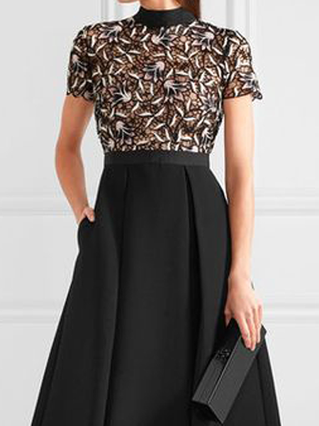 

Regular Fit Elegant Stand Collar Short Sleeve Shirt, As picture, Blouses and Shirts