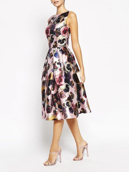 

Daily Regular Fit Boat Neck Urban Dress, Pink, Midi Dresses