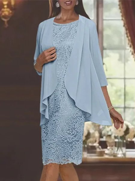 

Lace Elegant Two-Piece Set, Blue, Suit Set