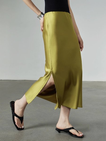 

Midi Regular Fit Urban Skirt, Yellow, Skirts