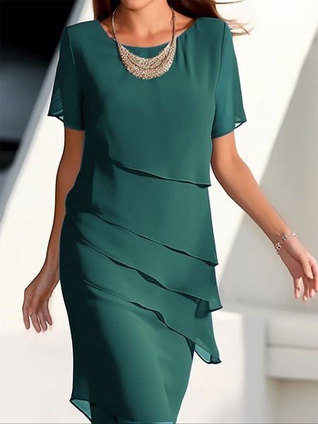 

Elegant Plain Crew Neck Regular Fit Wedding Dress & Party Dress, Green, Formal Dresses