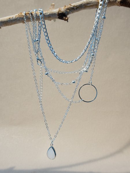 

Boho metal hoop drop necklace, Silver, Necklaces