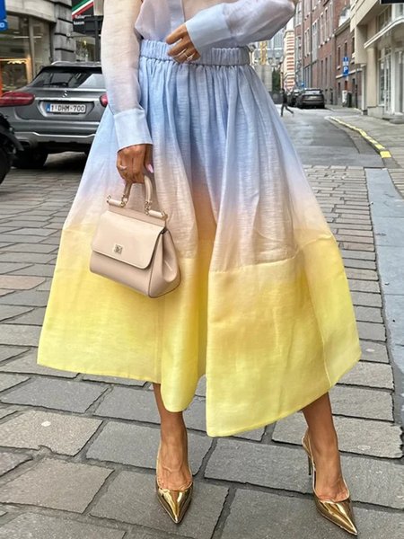 

Urban High Waist Loose Ombre Skirt, Yellow, Skirts