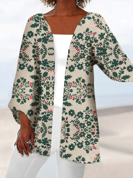 

Women's Floral Regular Loose Kimono, Aqua, Cardigans
