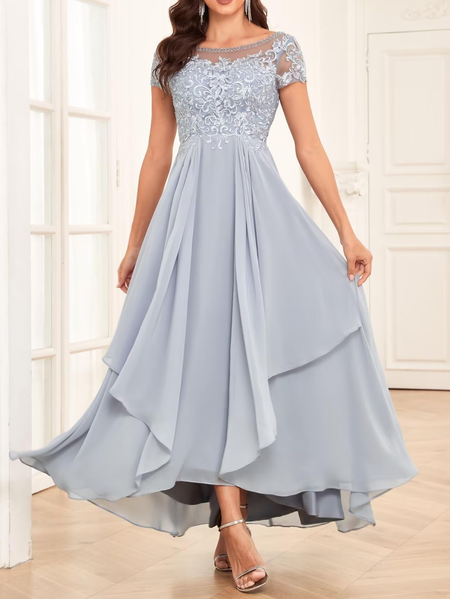 

Regular Fit Chiffon Elegant Dress, Gray, Dresses
