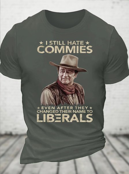 

Cotton I Still Hate Commies Crew Neck Casual T-Shirt, Deep gray, T-shirts