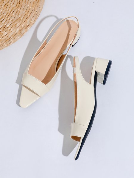 Minimalist Peep-Toe Slingback Sandals, Off white, Sandals