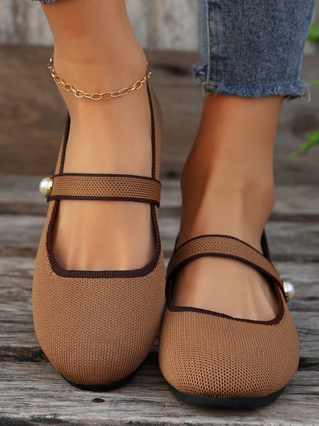 

Mesh Fabric Casual All Season Shallow Shoes, Brown, Flats & Loafers