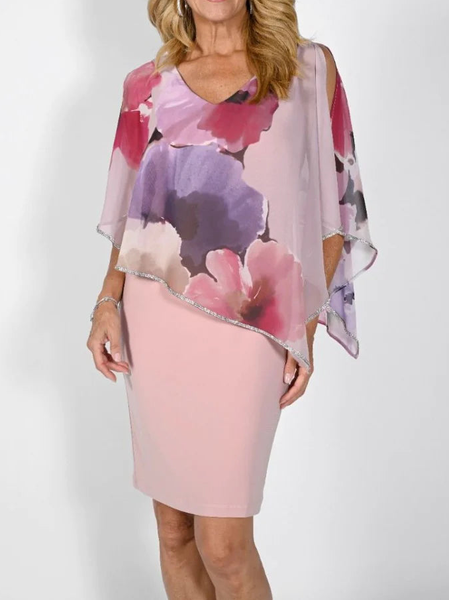

Regular Fit Crew Neck Elegant Dress, Pink, Dresses