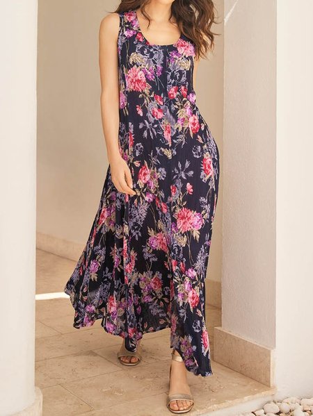 

Floral Square Neck Elegant Regular Fit Dress, Pink, Dresses