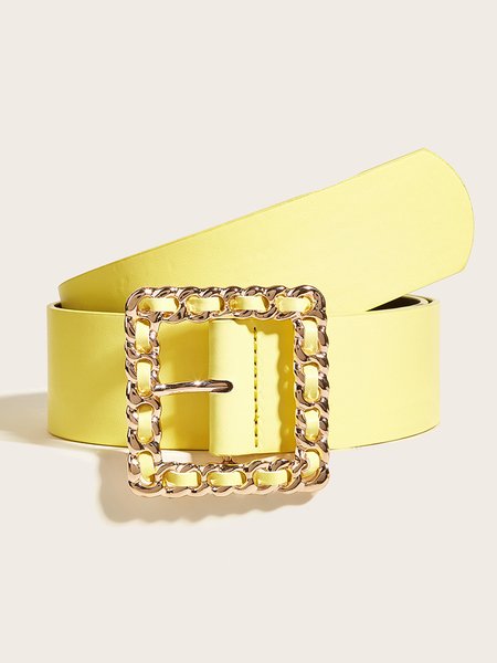 

Casual Braided Square Buckle Wide Waist Belt, Yellow, Belts