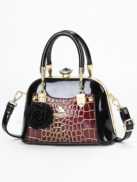 

Embossed Rhinestone Dome Bag Color Block Crossbody Bag, Wine red, Bags