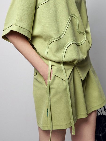 

Casual Daily Regular Fit Plain Shorts, Green, Shorts