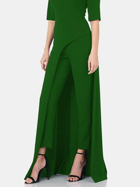 

Plain Regular Fit Urban Ankle Pants, Green, Pants