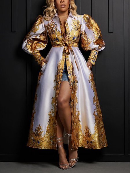 

Urban Loose Random Print Long Sleeve Blouse, As picture, Blouses and Shirts
