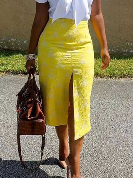 

Urban Plain Regular Fit H-Line Skirt, Yellow, Skirts