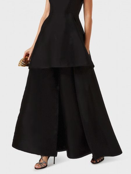 

Plain Urban Loose Wide Leg Pants, Black, Pants