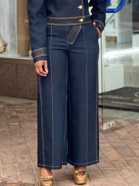 

Urban Loose Denim Jeans Straight Pants, Denim blue, Jeans