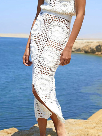 

Vacation Loose Plain Skirt, White, Skirts