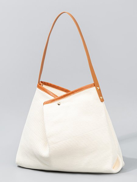 

Casual Large Capacity Canvas Tote Bag, Off white, Bags