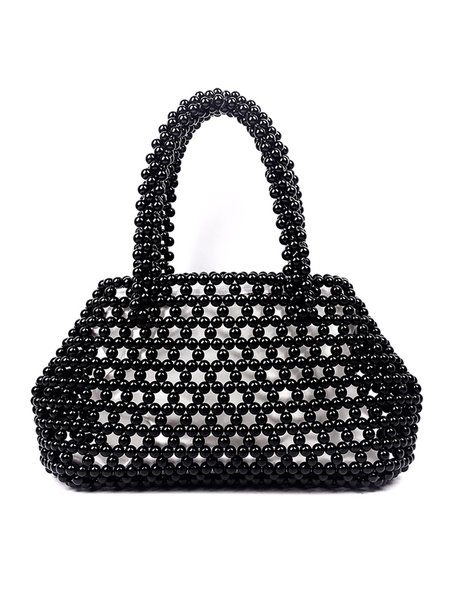 

Elegant Imitation Pearl Beaded Handbag, Black, Bags