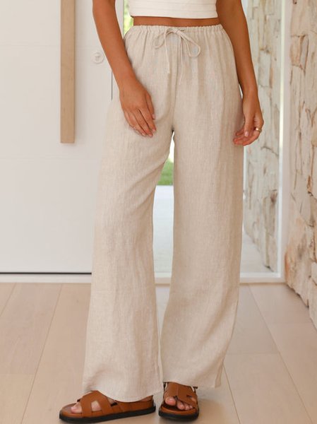 

Loose Casual Cotton Pants, Light khaki, Pants