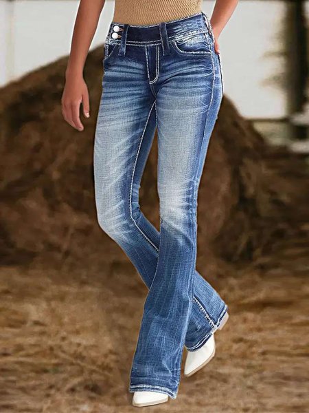 

Vintage Plain Denim Jeans, Blue, Jeans
