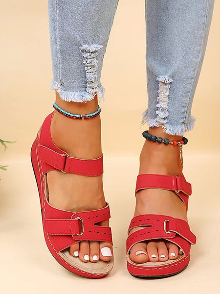 

Casual Pu Slide Sandals, Red, Sandals