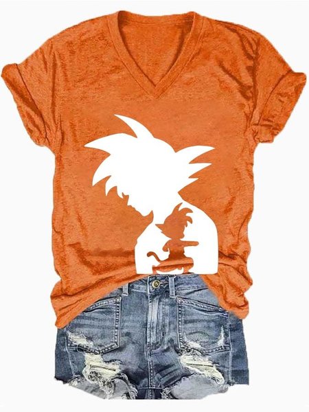 

Women's Casual Toriyama Akira Printed Text Letters Regular Fit Casual T-Shirt, Orange, T-shirts