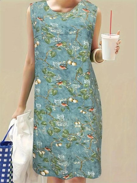 

Elegant Floral Dress, Cyan, Dresses