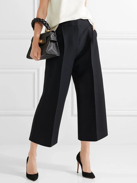 

Regular Fit Casual Plain Pants, Black, Pants