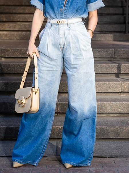 

Denim Ombre Urban Loose Long Jeans, Blue, Jeans
