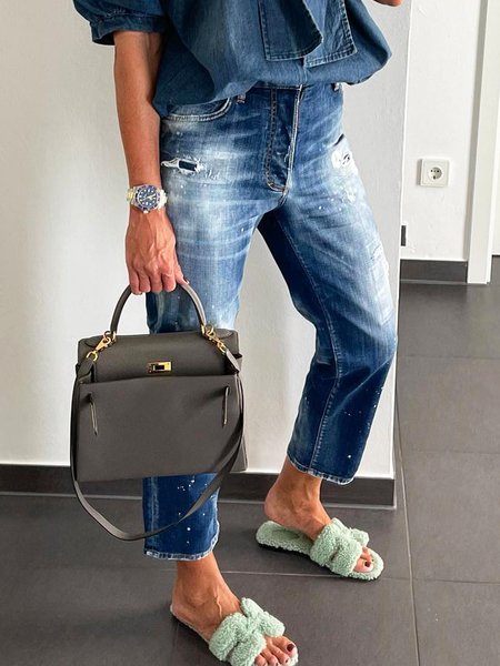 

Casual Denim Plain Regular Fit Jeans, Blue, Jeans