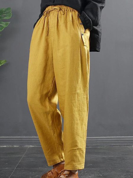 

Casual Plain Long Pant, Yellow, Pants