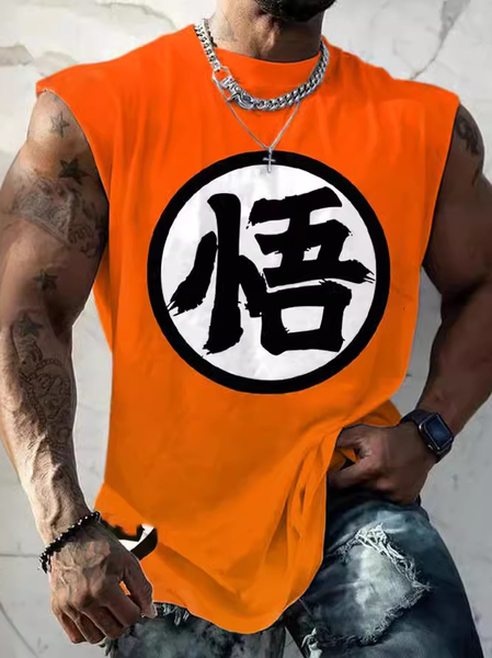 

Toriyama Akira Casual Crew Neck Tank Top, Orange, Tank Tops