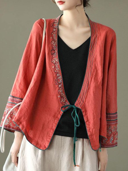 

Women's Plain Regular Loose Kimono, Orange red, Cardigans