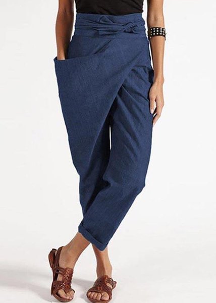 

Casual Plain Long Pant, Dark_blue, Pants
