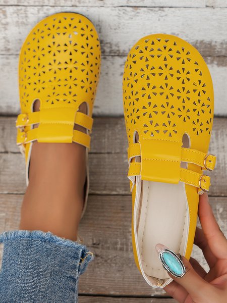 

Pu All Season Casual Shallow Shoes, Yellow, Flats & Loafers