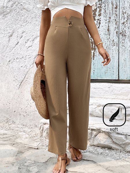 Women's Plain Long Pant Casual Spring/Fall Trousers, Khaki, Pants
